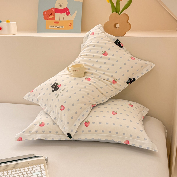 91家纺网 家纺一手货源 找家纺 绵庭家纺 2025新款12868全棉套件单品系列二单枕套 甜心蜜趣