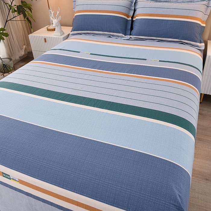 91家纺网 家纺一手货源 找家纺 润淳家居 2025新款老粗布三件套及单品 条致 蓝