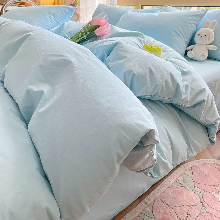 91家纺网 家纺一手货源 找家纺 卡巴伦家纺  2025新款40支纯棉A类水洗棉四件套风格1 晨雾兰