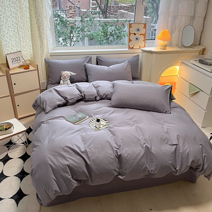 91家纺网 家纺一手货源 找家纺 卡巴伦家纺 2025新款40支纯棉A类水洗棉四件套风格2 水晶灰