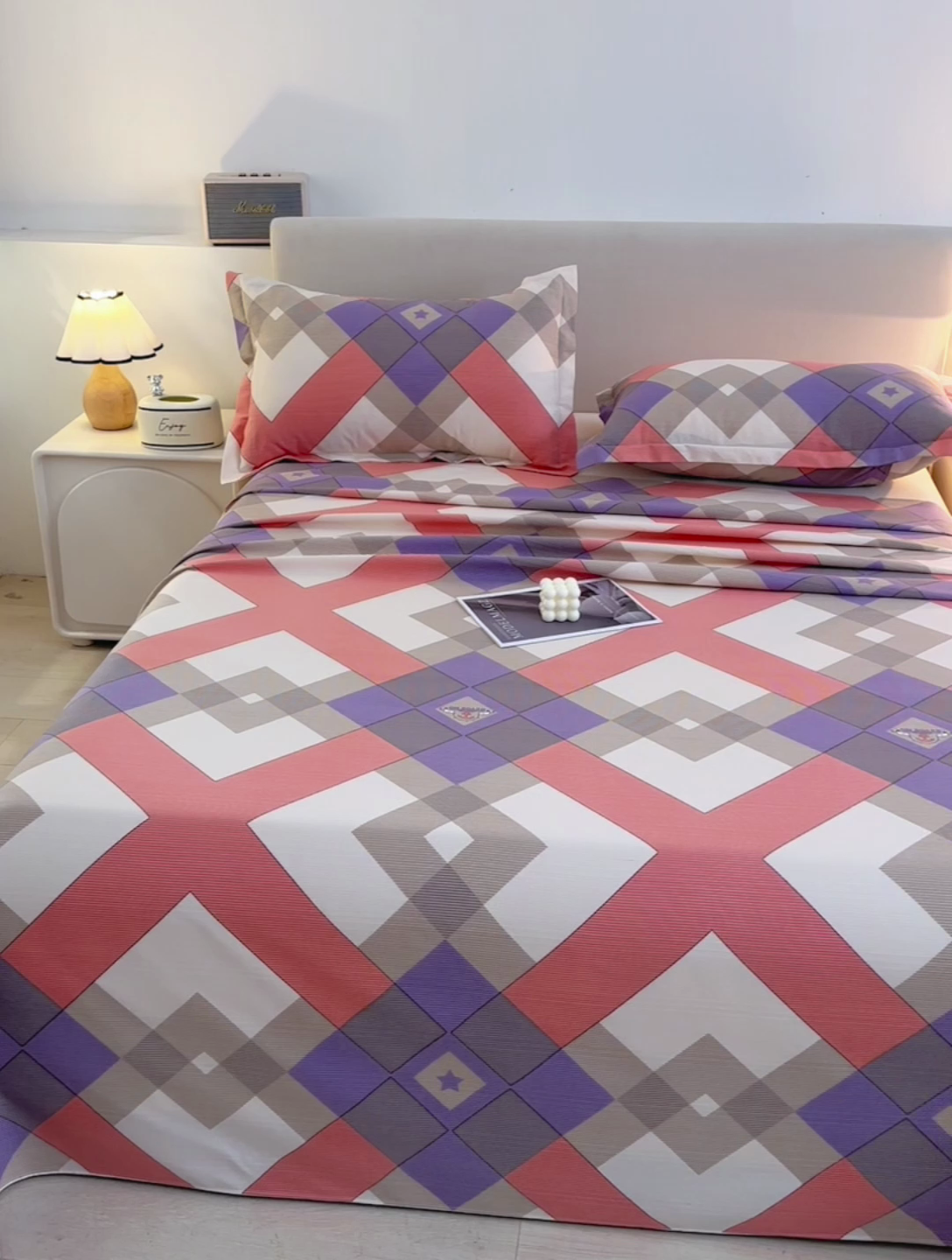 91家纺网 家纺一手货源 找家纺 润淳家居 2025新款老粗布三件套及单品 卡酷格 粉