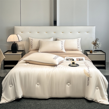 91家纺网 家纺一手货源 找家纺 （总）云棉坊2025新款水洗冰丝刺绣夏被四件套夏梦系列