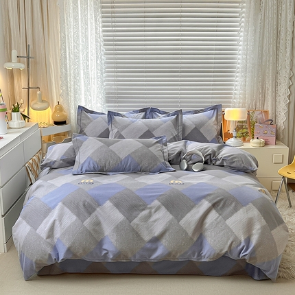 简约 2025新款全棉四件套活性生态磨毛四件套 灵感-蓝