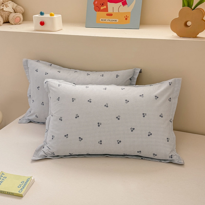 91家纺网 家纺一手货源 找家纺 绵庭家纺 2025新款12868全棉套件单品系列二单枕套 樱姿-灰