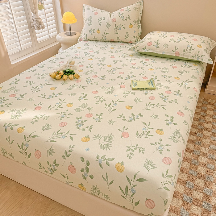 91家纺网 家纺一手货源 找家纺 2025新款12868全棉套件单品系列二单床笠 轻婉花语