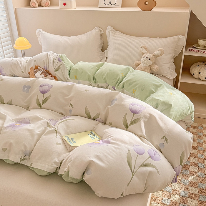 91家纺网 家纺一手货源 找家纺 绵庭家纺 2025新款12868全棉套件单品系列二单被套 奇异花朵