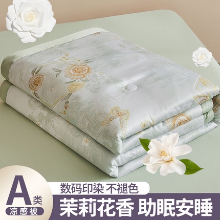 91家纺网 家纺一手货源 找家纺 兴邦 2026新款直播爆款夏被花香凉感数码印花夏凉被空调被可机洗被芯 醉江南
