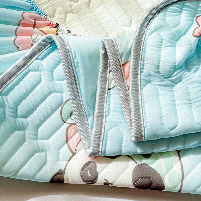 91家纺网 家纺一手货源 找家纺 富馨莱 2025新款A类凉感丝空气纤维凉席床笠款 熊猫宝宝