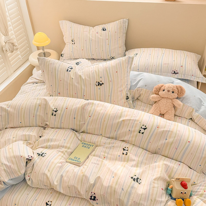 91家纺网 家纺一手货源 找家纺 绵庭家纺 2025新款12868全棉套件单品系列二四件套 懒萌潘达