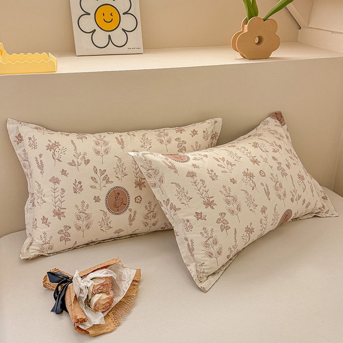 91家纺网 家纺一手货源 找家纺 绵庭家纺 2025新款12868全棉套件单品系列二单枕套 烟染秋色