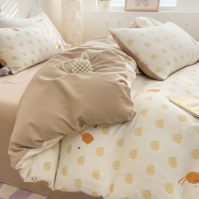 91家纺网 家纺一手货源 找家纺 汣沐生活 2025新款针织棉印花款四件套 小圆满