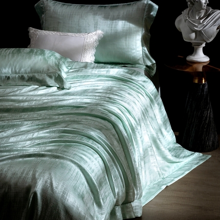 晋瑞 红顶鹅绒馆 2025真丝天丝大提花四件套 爵士水墨绿