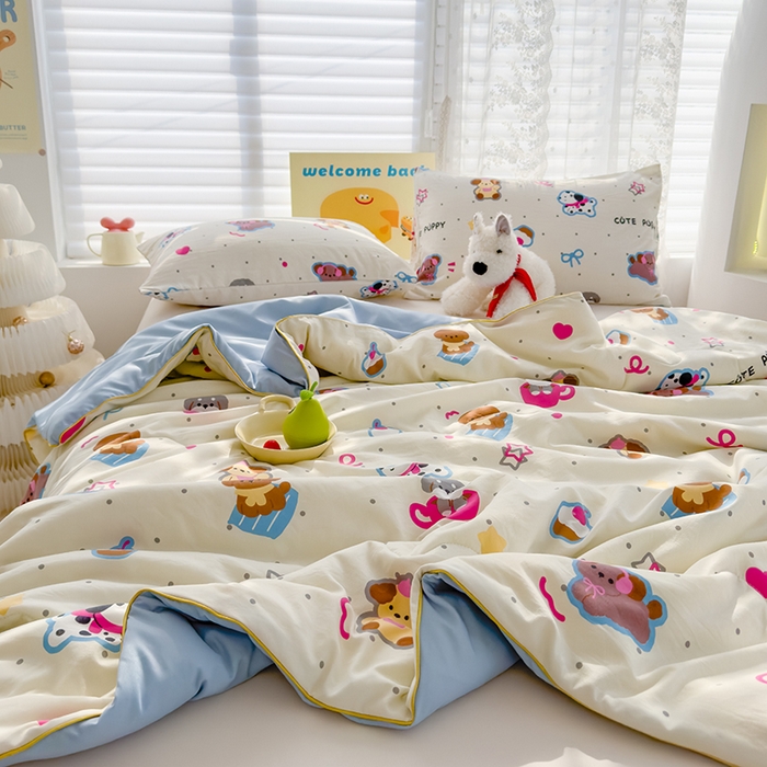 91家纺网 家纺一手货源 找家纺 弗苓家纺 2025新款A类皱皱纱印花夏被 乐翻天