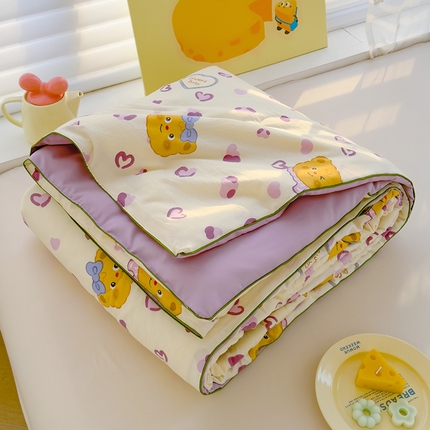 弗苓家纺 2025新款A类皱皱纱印花夏被 黄油小熊