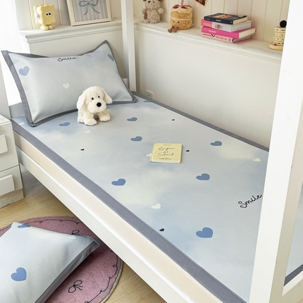 川悦生活2025新款600D立体宽边印花冰丝席学生床 心梦