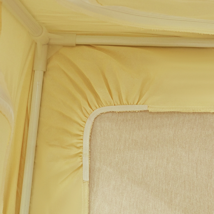 91家纺网 家纺一手货源 找家纺 兆星家纺 2025新款内穿带布帘蚊帐 纯色款 纯色-米黄（含帘）