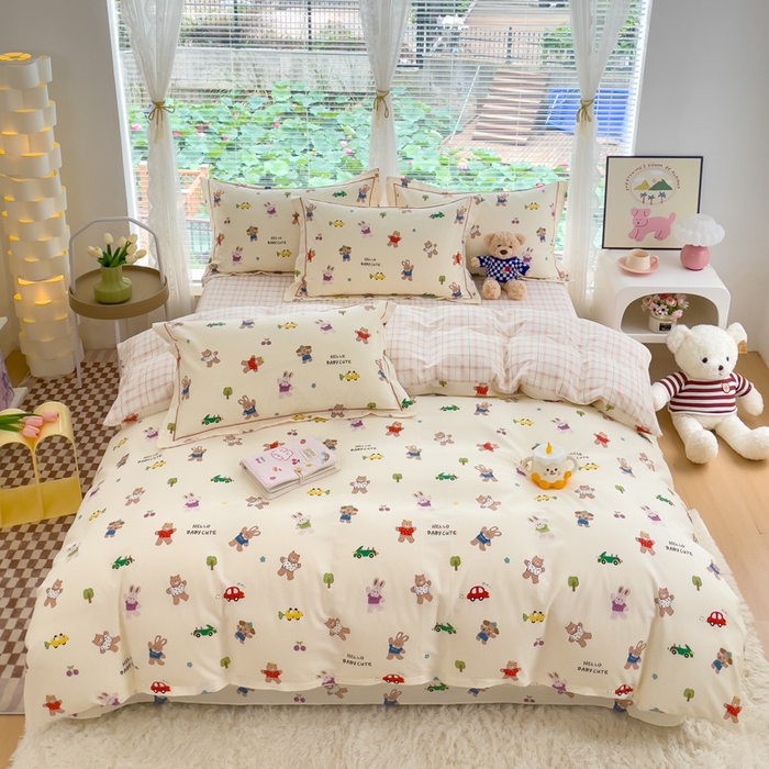 91家纺网 家纺一手货源 找家纺 铭博家纺 2025新款直播热款全棉吊边一字绣工艺款13070印花全棉单床单 森林精岛