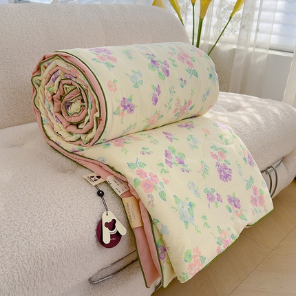 弗苓家纺 2025新款A类皱皱纱印花夏被 夕颜