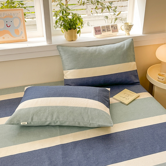 91家纺网 家纺一手货源 找家纺 博弈家纺   2025新款亲肤舒适原棉老粗布床单凉席三件套系列 欢乐时光