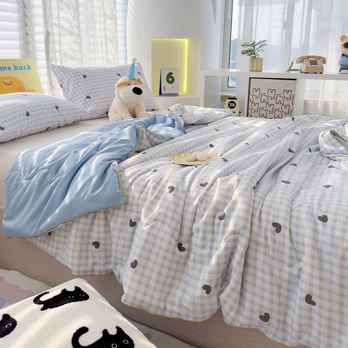 91家纺网 家纺一手货源 找家纺 弗苓家纺 2025新款A类皱皱纱印花夏被 格语