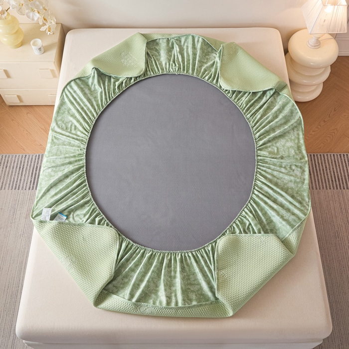 91家纺网 家纺一手货源 找家纺 鑫琪莱 2025新款5D立体雕花凉感豆豆冰丝席凉席席子系列 床笠款-迷你-果绿