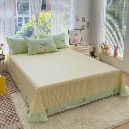 91家纺网 家纺一手货源 找家纺 （总）铭博家纺 2025新款直播热款全棉吊边一字绣工艺款13070印花全棉单床单