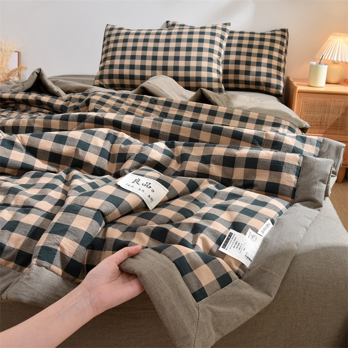 91家纺网 家纺一手货源 找家纺 凡心2025新款包检测假一罚十 百分百棉花填充 夏凉被空调被可机洗直播可过质检 卡其黑格