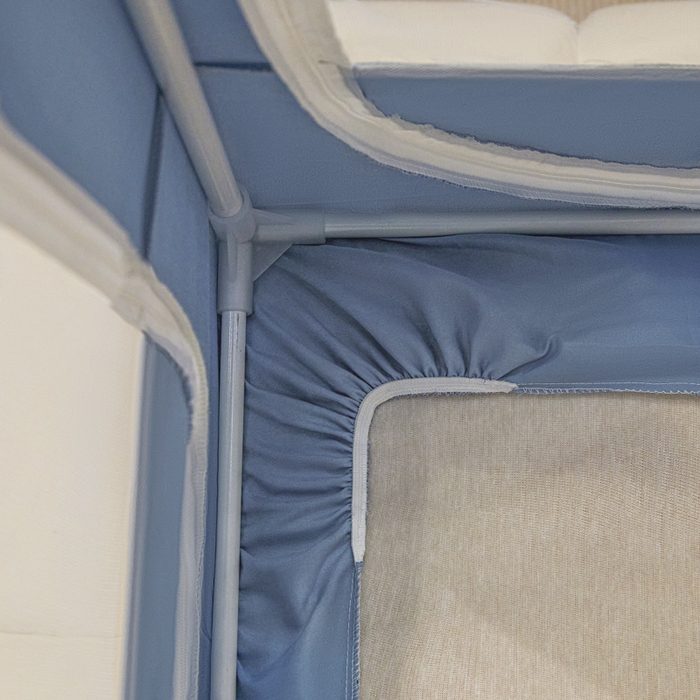 91家纺网 家纺一手货源 找家纺 兆星家纺 2025新款内穿带布帘蚊帐 纯色款 纯色-蓝灰（含帘）