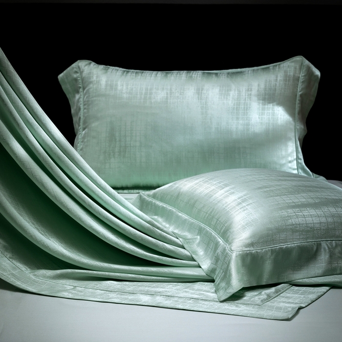 91家纺网 家纺一手货源 找家纺 晋瑞 红顶鹅绒馆 2025真丝天丝大提花四件套 爵士水墨绿