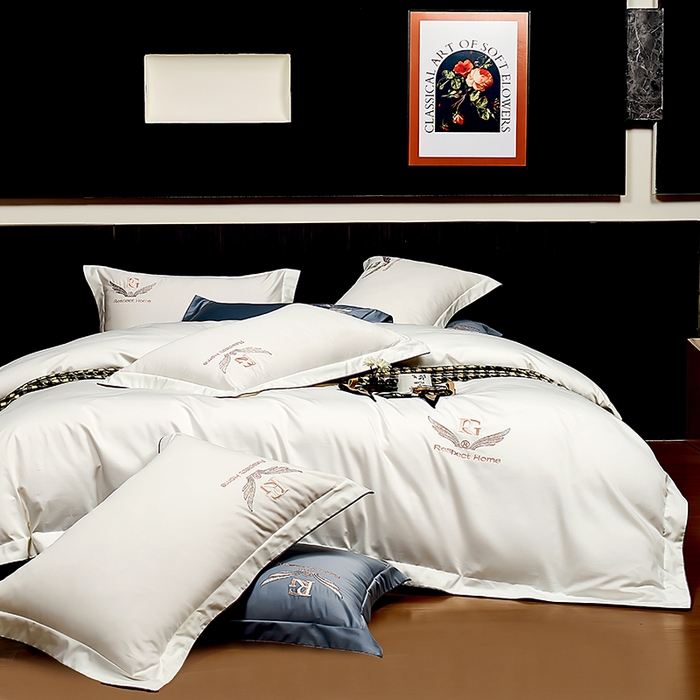 91家纺网 家纺一手货源 找家纺 （总）2025新款120S60支双股贡缎长绒棉刺绣花四件套纯棉全棉100%棉轻奢时尚