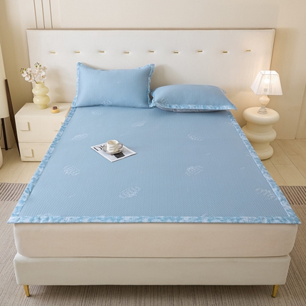 鑫琪莱 2025新款5D立体雕花凉感豆豆冰丝席凉席席子系列 床席款-迷你-海蓝