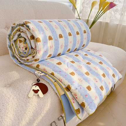 弗苓家纺 2025新款A类皱皱纱印花夏被 泰迪熊