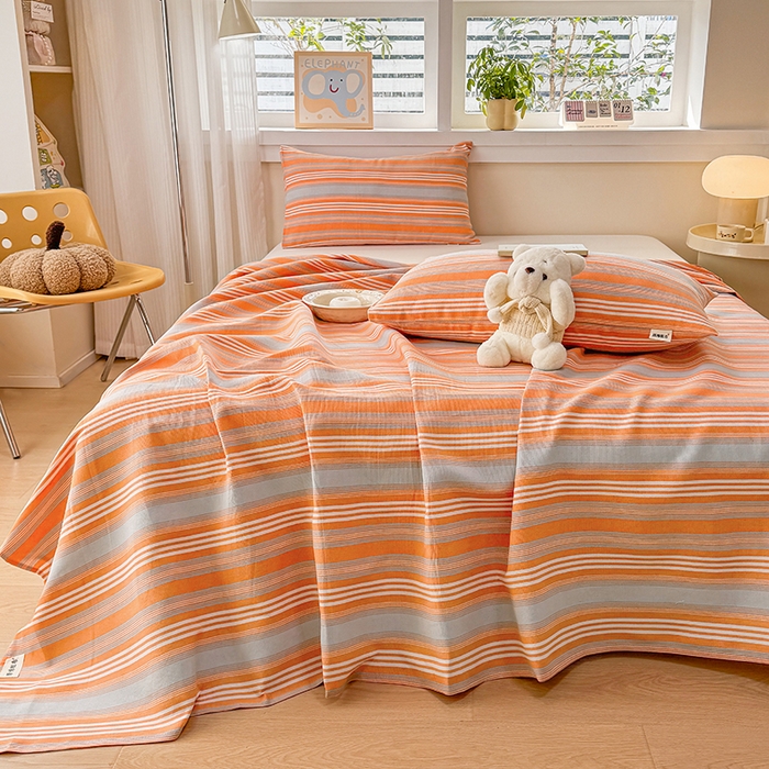 91家纺网 家纺一手货源 找家纺 博弈家纺   2025新款亲肤舒适原棉老粗布床单凉席三件套系列 热恋