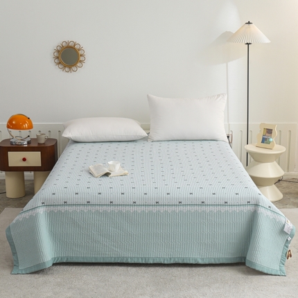 源舜 2025新款皱皱纱拼接款单床盖床单 蝴蝶结-绿