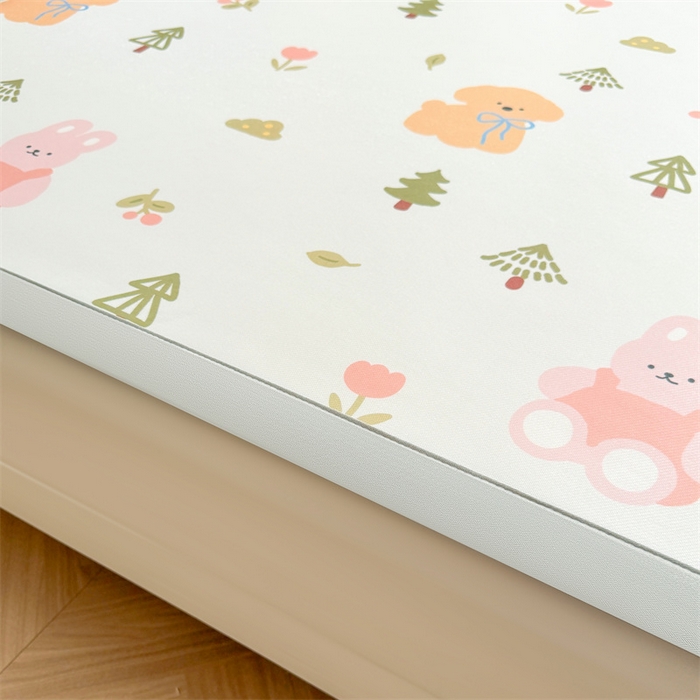 91家纺网 家纺一手货源 找家纺 雯豆2025春夏新款碳光冰丝席三件套A类凉感印花三明治凉席 碳光冰丝席-绑带款-动物乐园