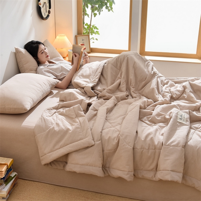 91家纺网 家纺一手货源 找家纺 凡心2025新款包检测假一罚十 百分百棉花填充 夏凉被空调被可机洗直播可过质检 卡其