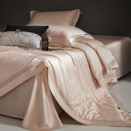 91家纺网 家纺一手货源 找家纺 网客家纺 2025新款60天丝提花夏被四件套-香格里拉系列 香格里拉-凝脂玉