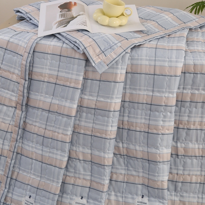 91家纺网 家纺一手货源 找家纺 被多多被业 2025新款亲肤绒多针绗绣工艺夏被空调被 一笔栀子白