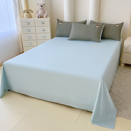 91家纺网 家纺一手货源 找家纺 KA家纺 春夏新款A类色织水洗棉四件套 休闲英伦蓝黄大格