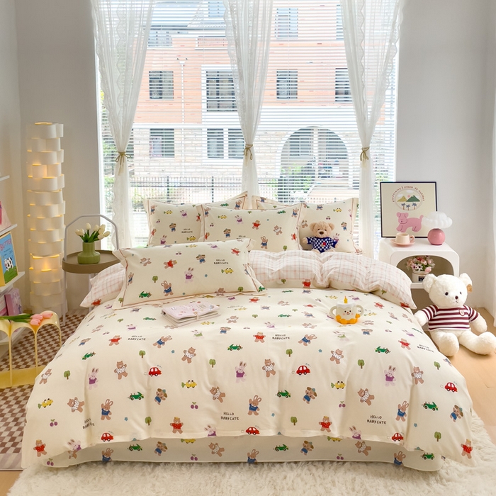 91家纺网 家纺一手货源 找家纺 铭博家纺 2025新款直播热款全棉吊边一字绣工艺款13070印花全棉单床单 森林精岛