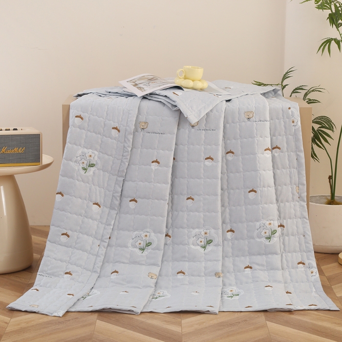 91家纺网 家纺一手货源 找家纺 被多多被业 2025新款亲肤绒多针绗绣工艺夏被空调被 花美丽