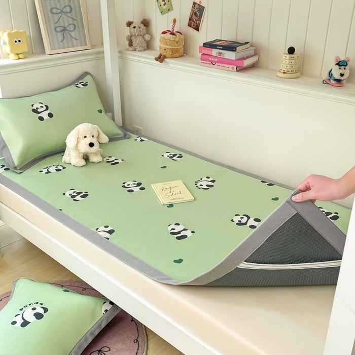 91家纺网 家纺一手货源 找家纺 川悦生活2025新款600D立体宽边印花冰丝席学生床 可爱布乖