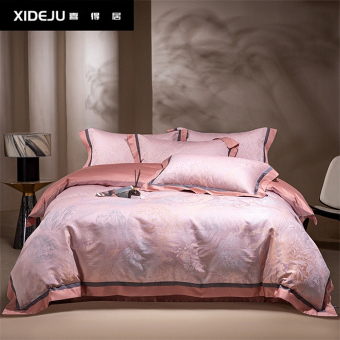 91家纺网 家纺一手货源 找家纺 （总）品家居 A版色织提花长绒棉四件套-雪莉