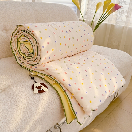 弗苓家纺 2025新款A类皱皱纱印花夏被 奶油波点