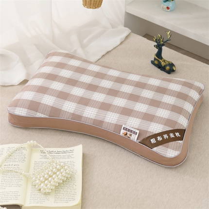 91家纺网 家纺一手货源 找家纺 （总）芯洲 2025新款全棉荞麦枕简约格子韩式护颈老粗布成人枕头枕芯