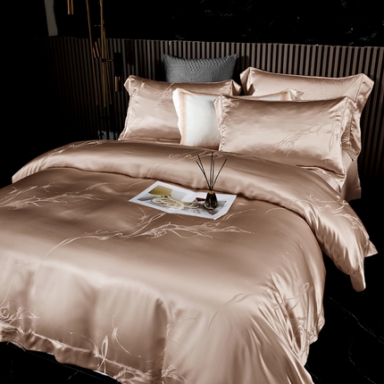 晋瑞 红顶鹅绒馆 2025真丝天丝大提花四件套 碟洛粉