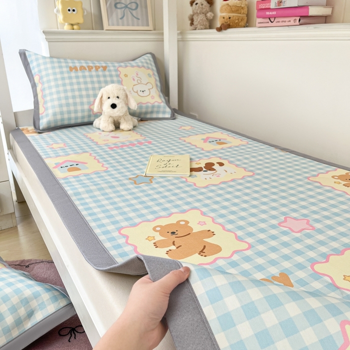 91家纺网 家纺一手货源 找家纺 川悦生活2025新款600D立体宽边印花冰丝席学生床 趣味Party