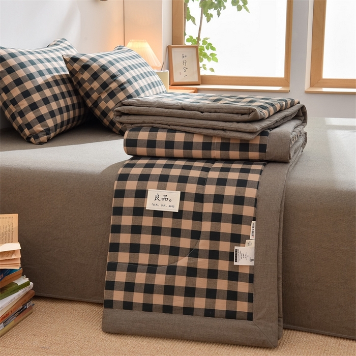 91家纺网 家纺一手货源 找家纺 凡心2025新款包检测假一罚十 百分百棉花填充 夏凉被空调被可机洗直播可过质检 卡其黑格