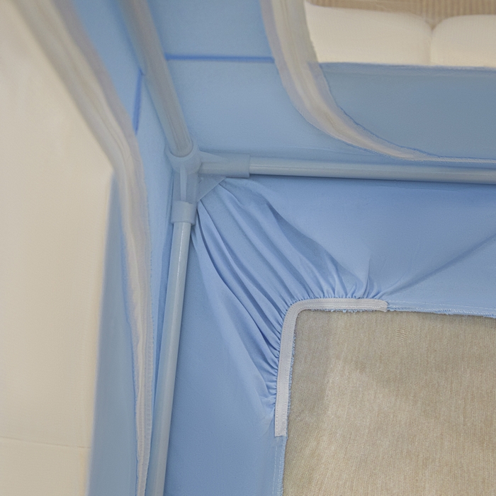 91家纺网 家纺一手货源 找家纺 兆星家纺 2025新款内穿带布帘蚊帐 纯色款 纯色-蓝色（不含帘）