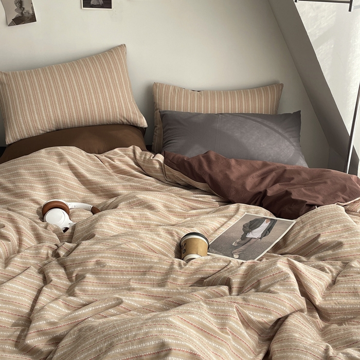 91家纺网 家纺一手货源 找家纺 羋多（原穆琪） 2025新款全棉色织提花人字斜四件套-美拉德系列 美拉德-糖杏仁